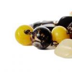 Chunky necklace, gemstone necklace with jade, brown agate, exotic wood and horn. OOAK. Ready to ship.