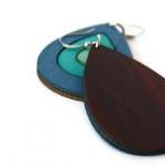 Blue Wood Earrings. Drop Ea..