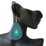 Blue Wood Earrings. Drop Ea..