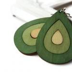 Green Wood Earrings in Tear..