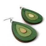 Green Wood Earrings in Tear..