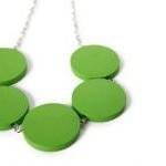 Green Necklace. Wood Bead N..
