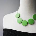 Green Necklace. Wood Bead N..