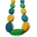 Long Wood Necklace, Teal, L..
