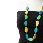 Long Wood Necklace, Teal, L..