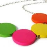 Neon Necklace, Rainbow Necklace. Chunky Wood Necklace