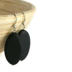 Beaded Earrings with Black Wood Beads on Nickel Free Fish Hooks.