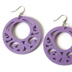 Lilac Earrings. Boho earrings with wood beads.