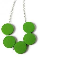 Green Necklace. Wood Bead Necklace in Leaf Green. Bright Color. Spring Fashion, Summer Fashion